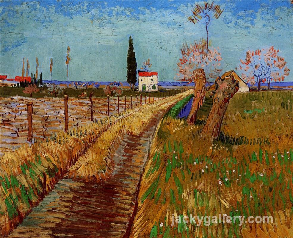 Path Through a Field with Willows, Van Gogh painting